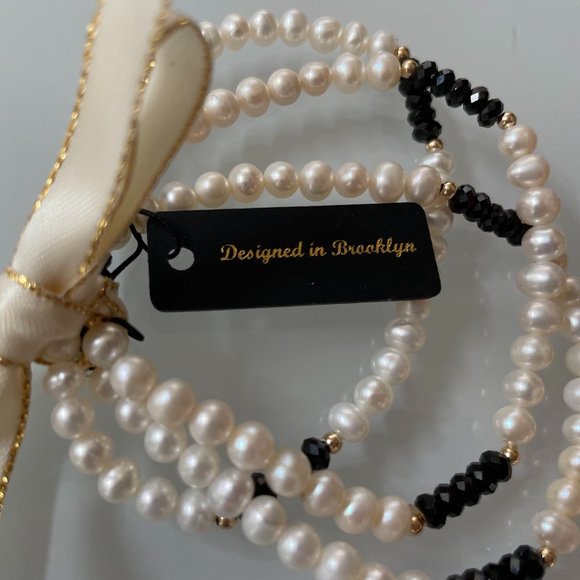 Set of 3 14kt Gold Black Spinel And Pearl Bracelets fromGEORG K - Picture 5 of 7